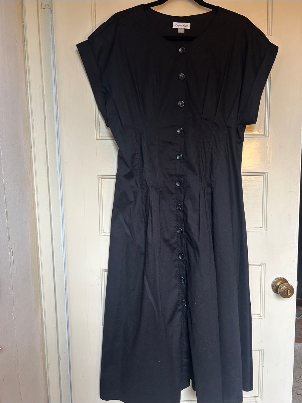Calvin Klein Black Button-Front A-Line Dress
